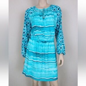 Michael Kors Turquoise dress or swim cover-up Long-Sleeve size 12 NWOT
